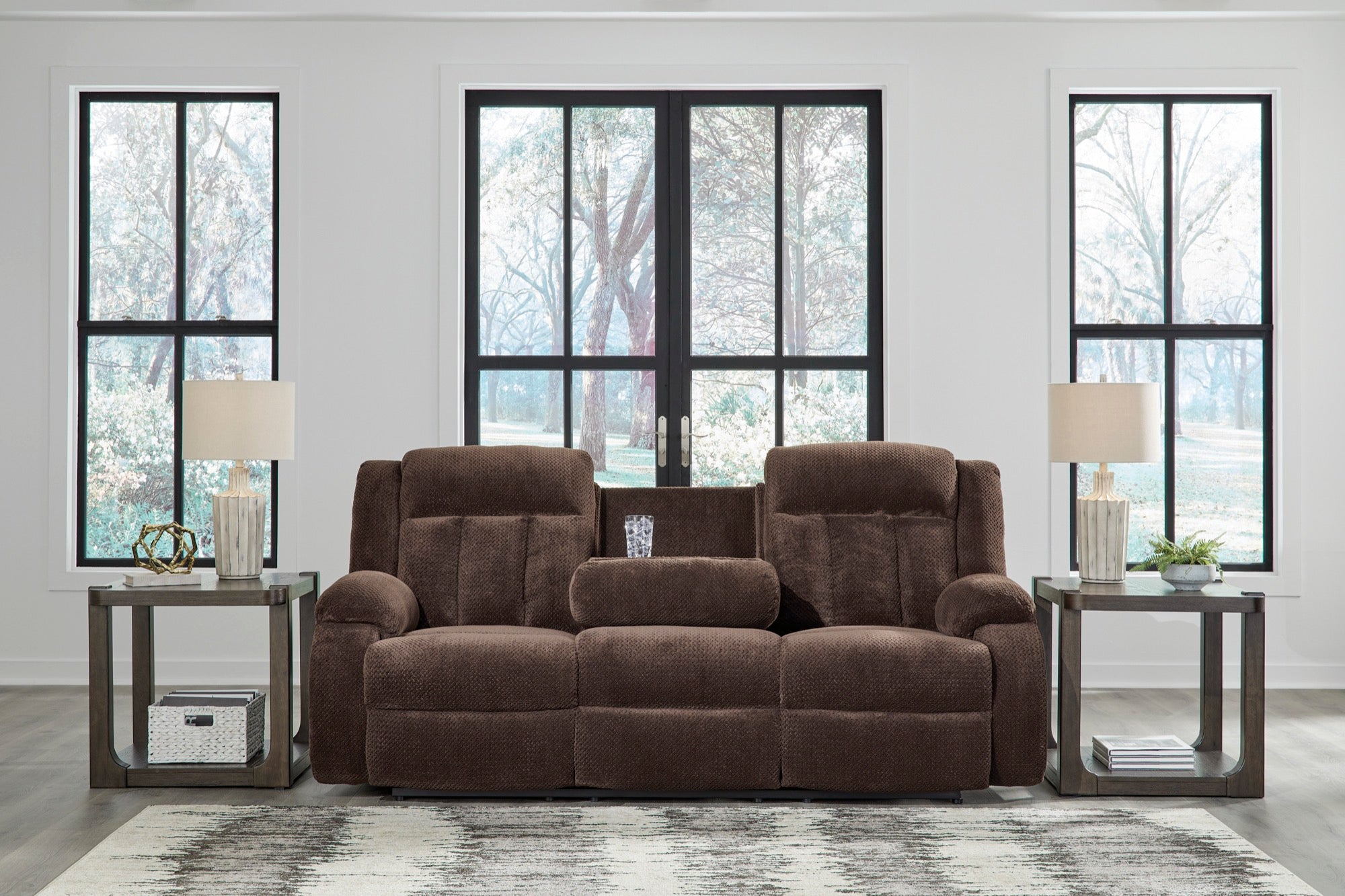Oscar Power Reclining Sofa with Drop Down Table - Adams Furniture