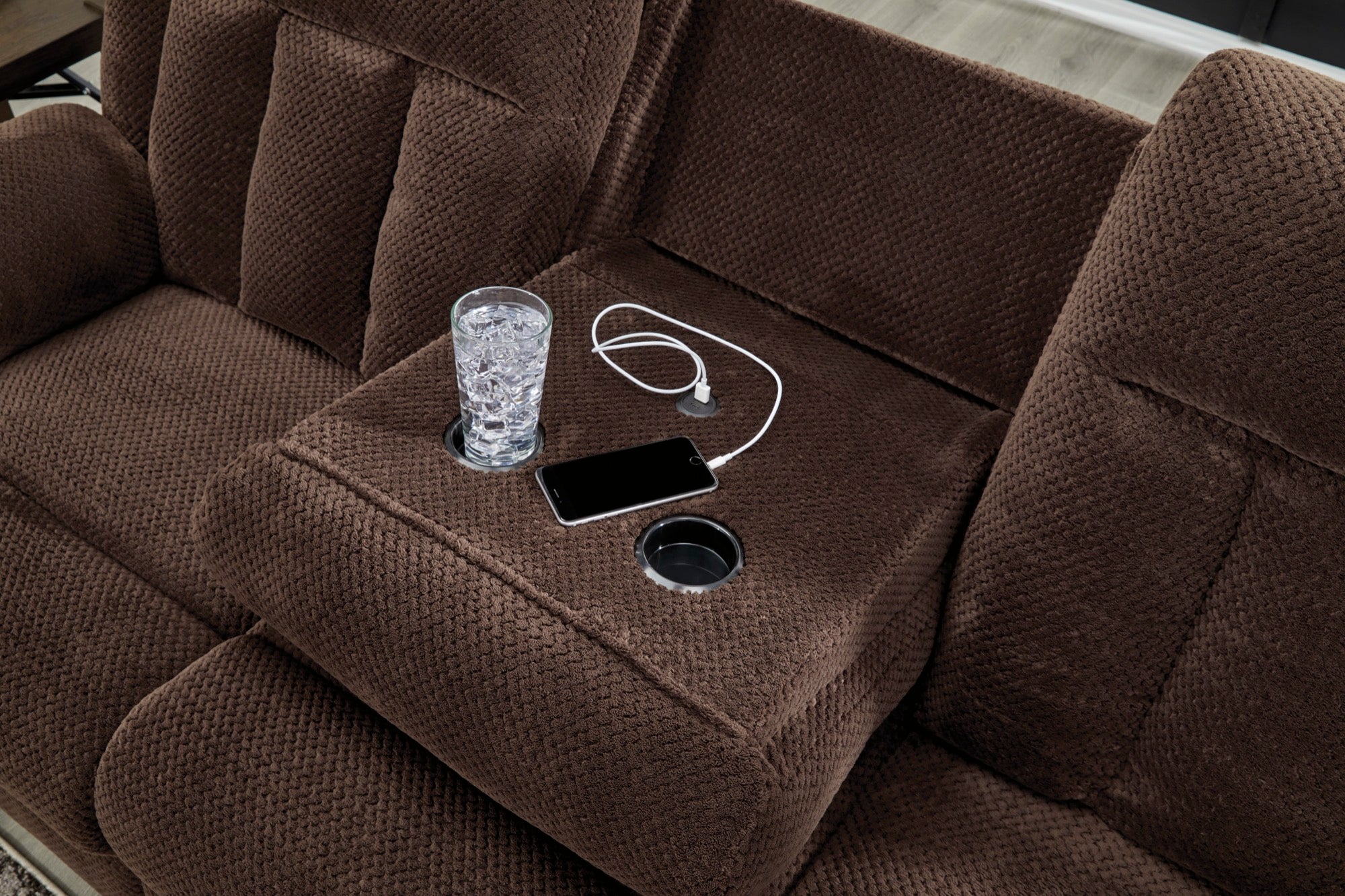 Oscar Power Reclining Sofa with Drop Down Table