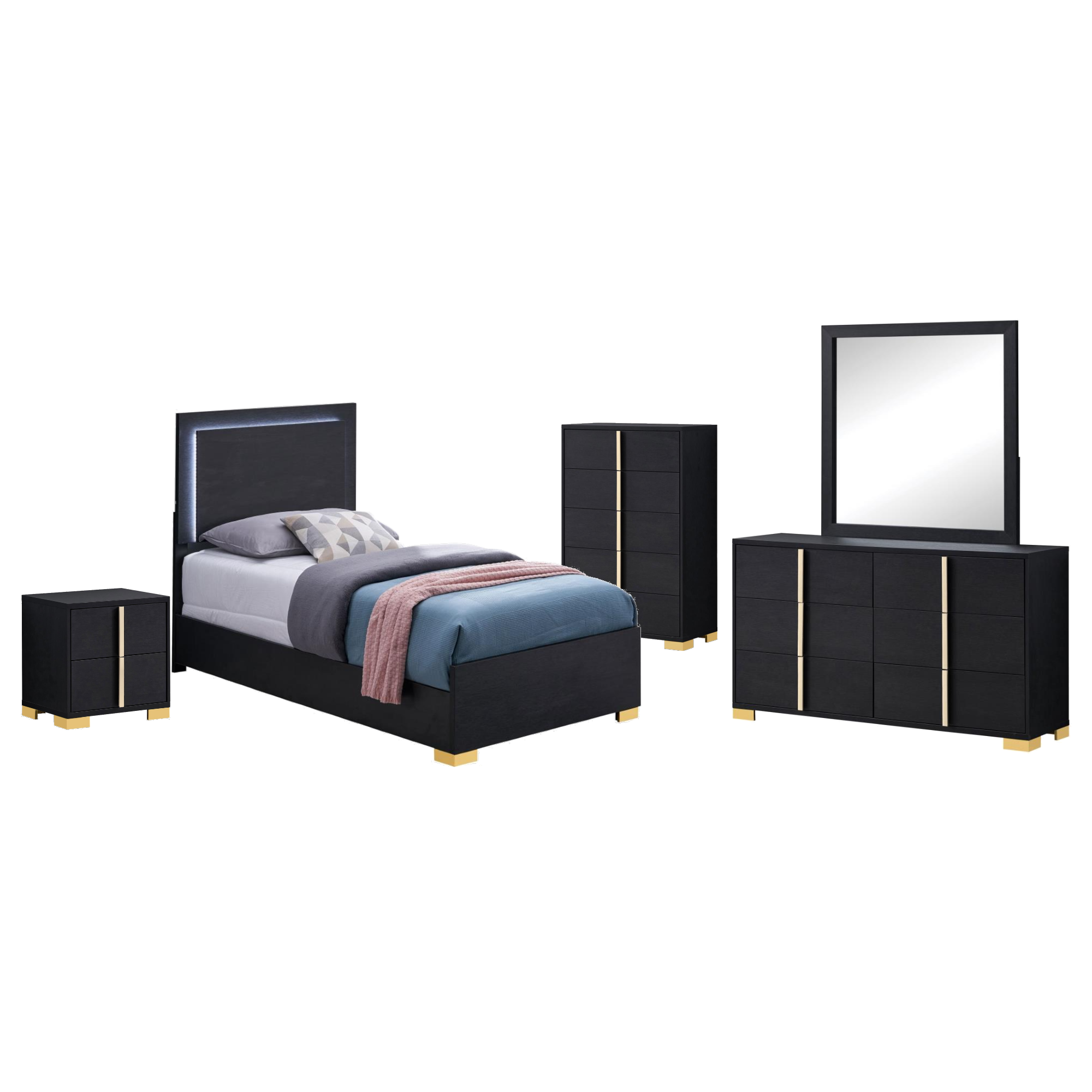 Harmony Twin 5 Piece Bedroom Set - Adams Furniture