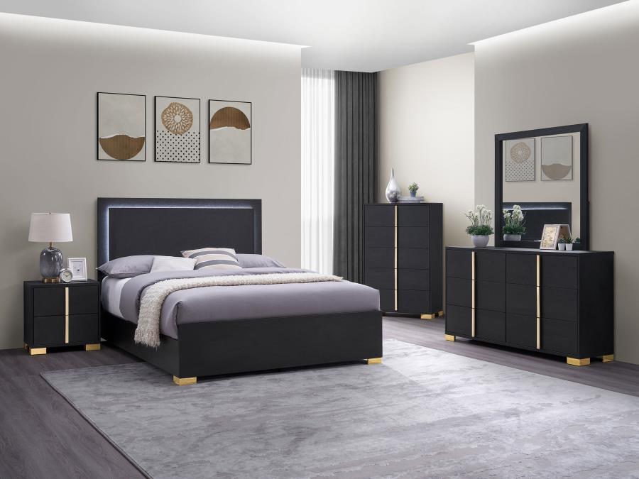 Harmony Full LED Panel Bed Black - Adams Furniture