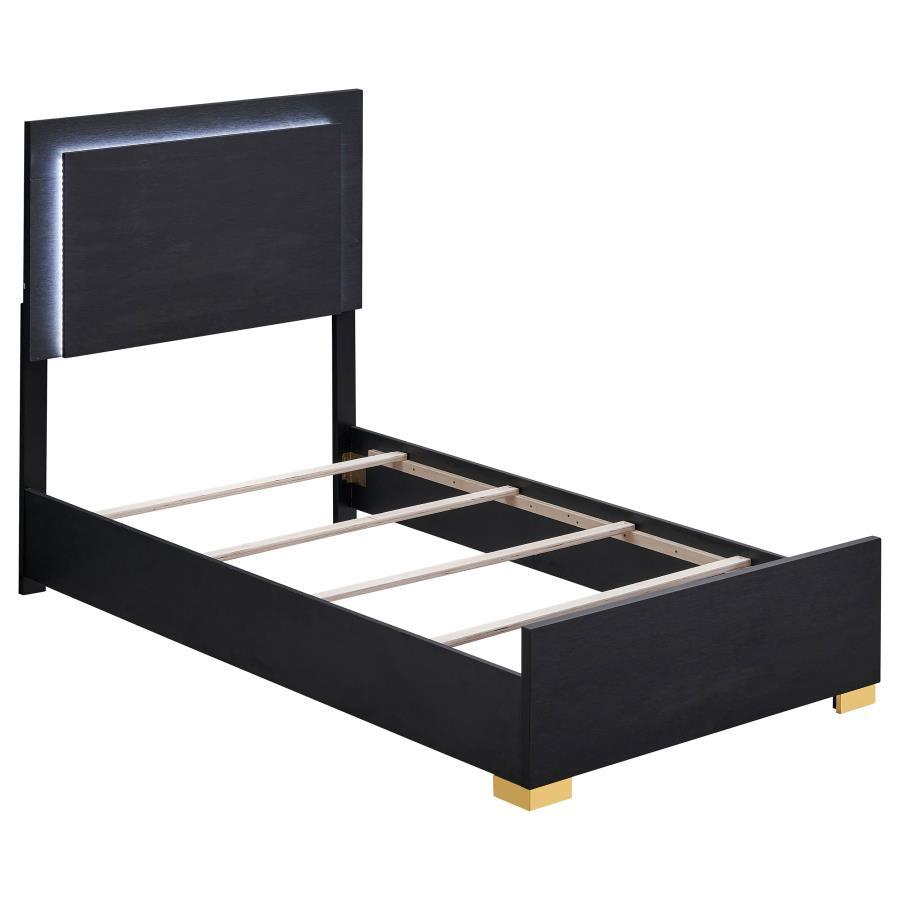 Harmony Twin LED Panel Bed Black - Adams Furniture