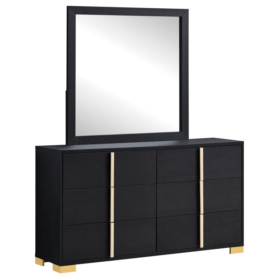 black and gold dresser with mirror Marceline - 6-drawer Product Category:DRESS - MIDI SIZE:000 Each drawer is finished Black Floral Embellished Jersey