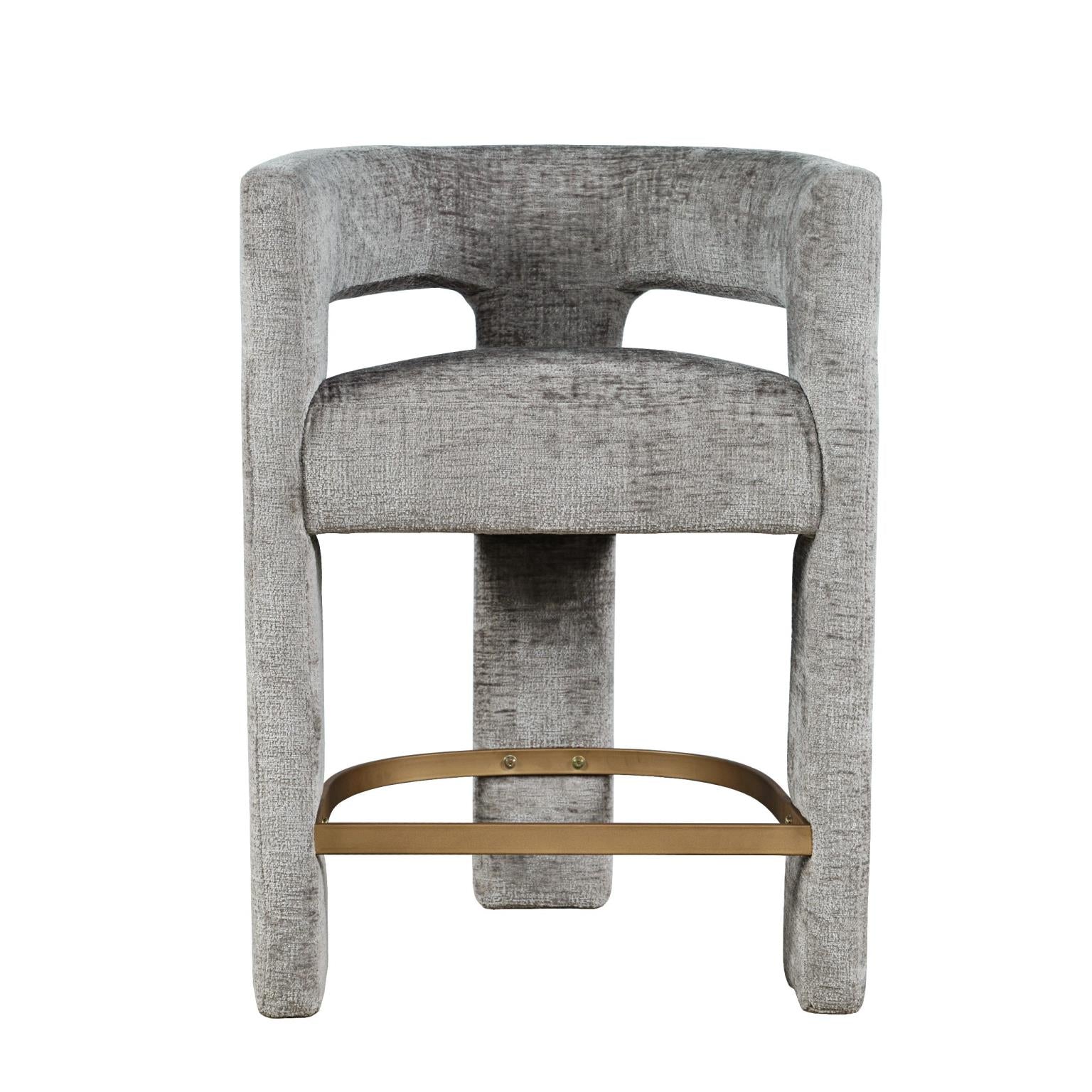 Grey Upholstered Stool