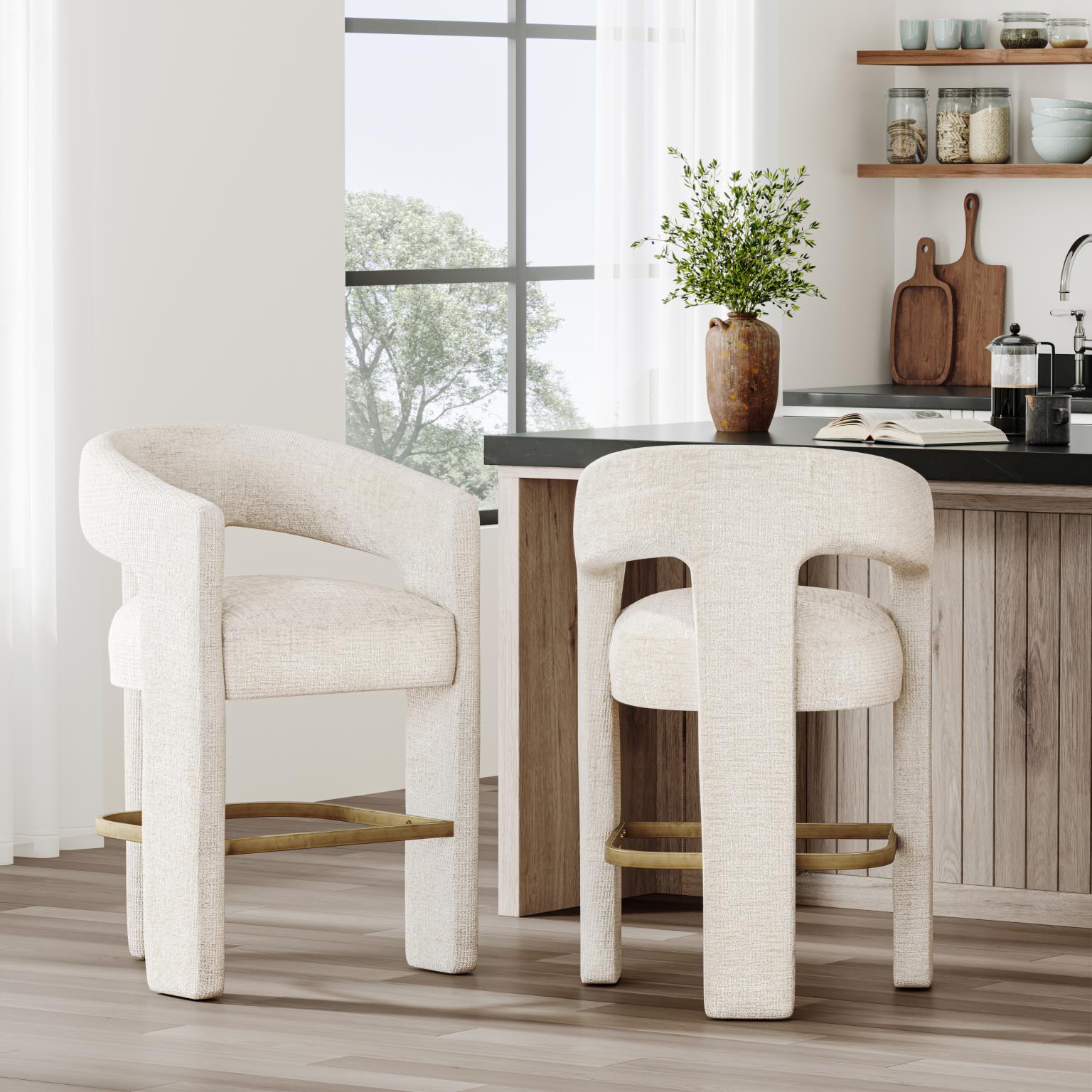 Natural Upholstered Stool - Adams Furniture