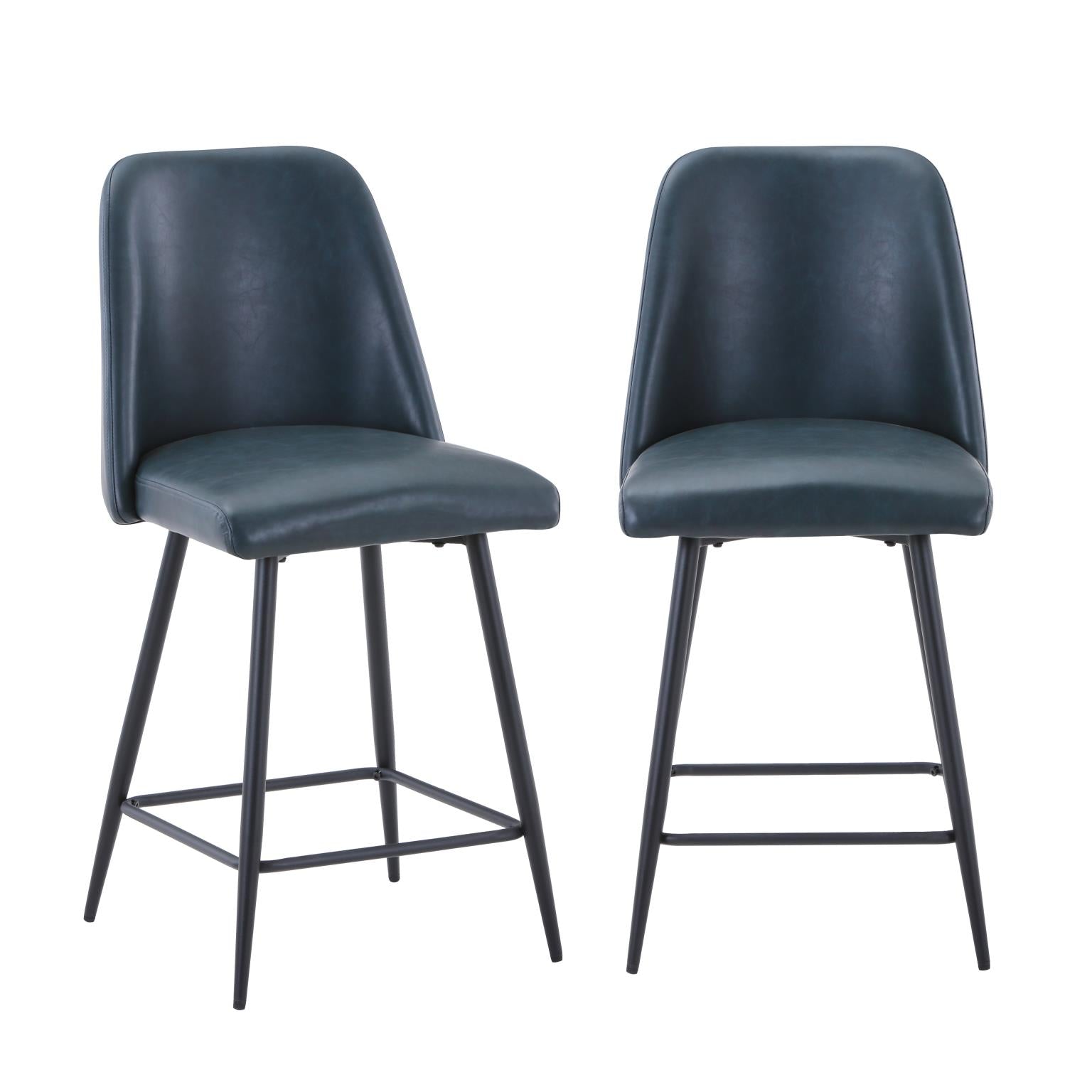Blueberry Faux Leather Upholstered Stool (Set of 2)