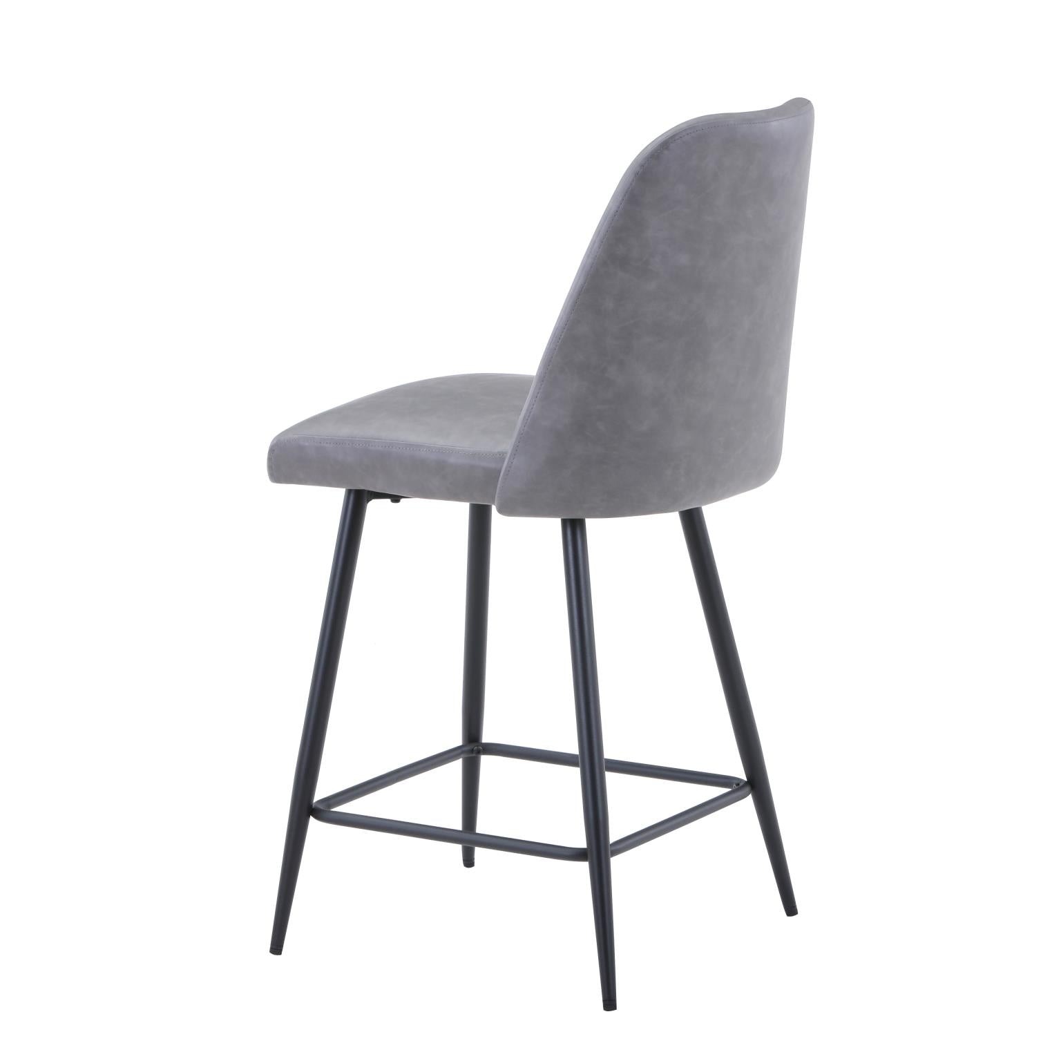 Grey Faux Leather Upholstered Stool (Set of 2)