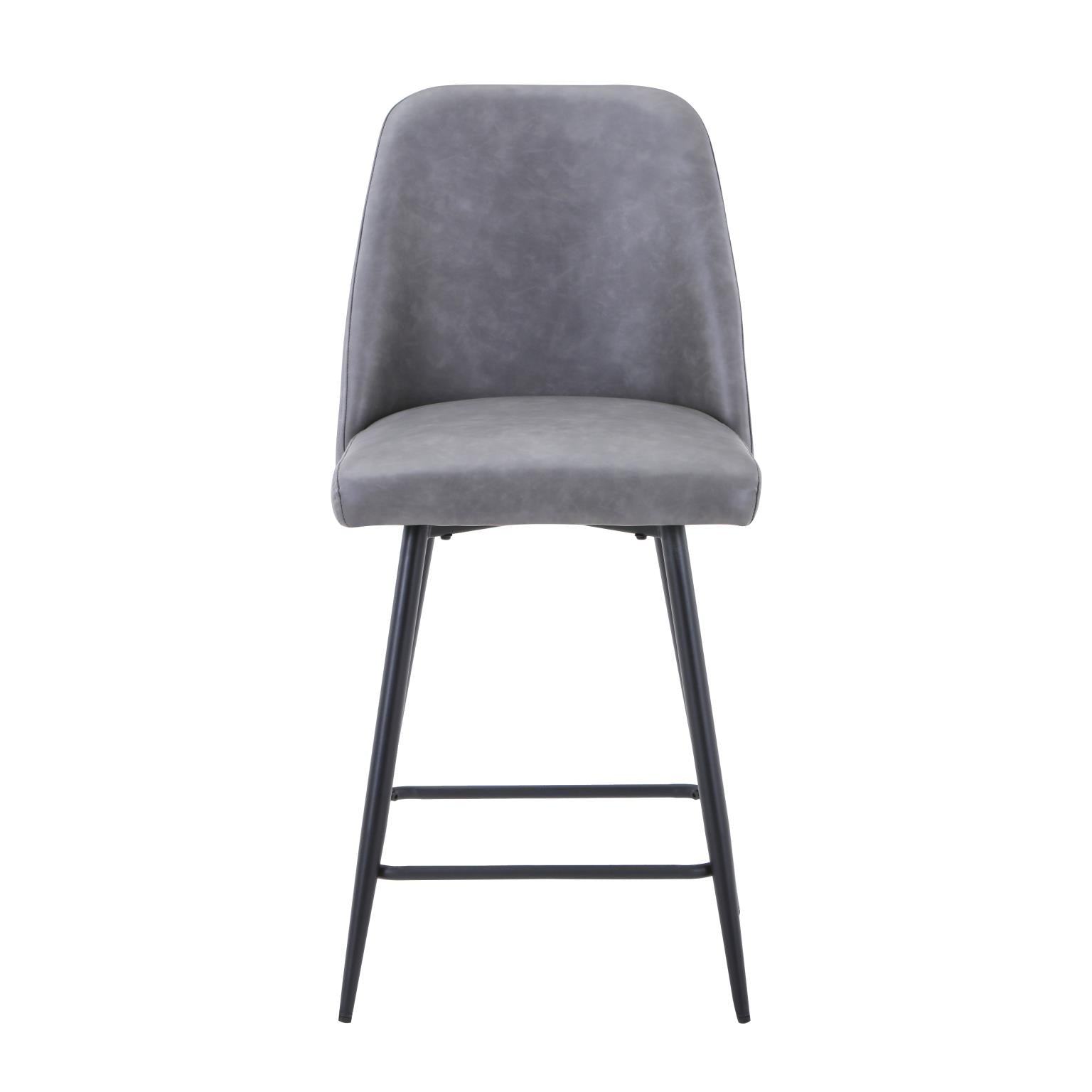 Grey Faux Leather Upholstered Stool (Set of 2)