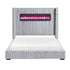Queen Grey Upholstered Bed with Fireplace & Speaker