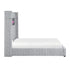 Queen Grey Upholstered Bed with Fireplace & Speaker