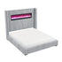 Queen Grey Upholstered Bed with Fireplace & Speaker