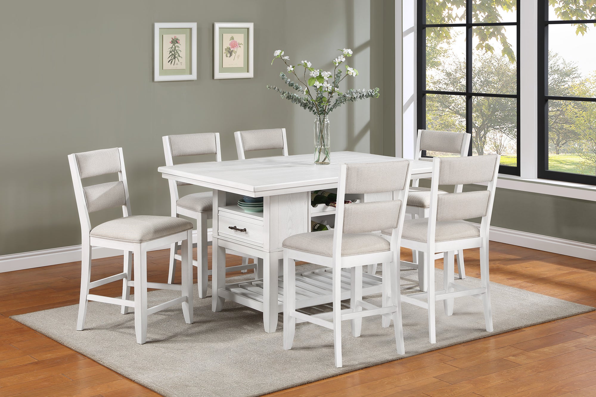 Avery 7 Piece Counter Height Dining Set - Adams Furniture