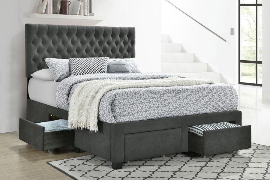 Upholstered Full Storage Panel Bed Grey - Adams Furniture