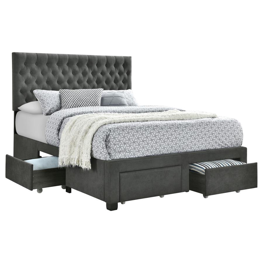 Upholstered Full Storage Panel Bed Grey - Adams Furniture