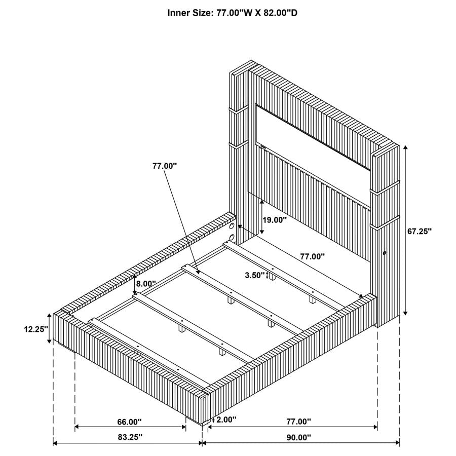 Upholstered King Fireplace Bed Black - Adams Furniture