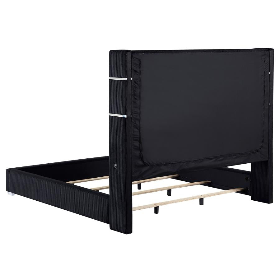 Upholstered King Fireplace Bed Black - Adams Furniture