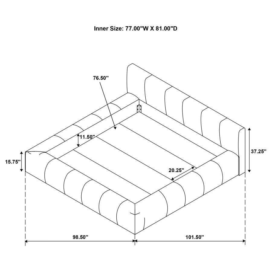 Upholstered King Platform Bed Grey
