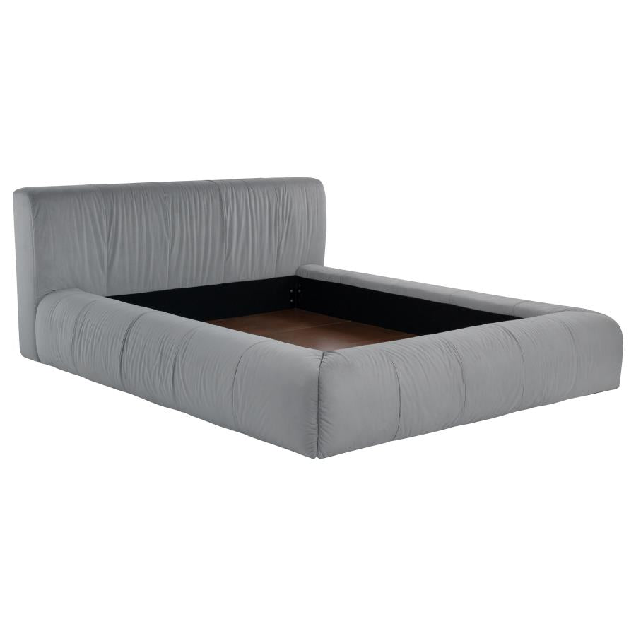 Upholstered King Platform Bed Grey - Adams Furniture