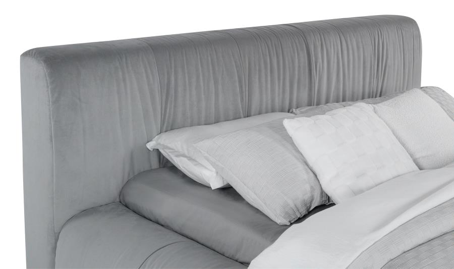 Upholstered King Platform Bed Grey - Adams Furniture