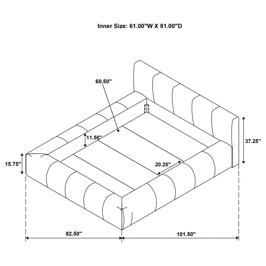 Upholstered Queen Platform Bed Grey - Adams Furniture