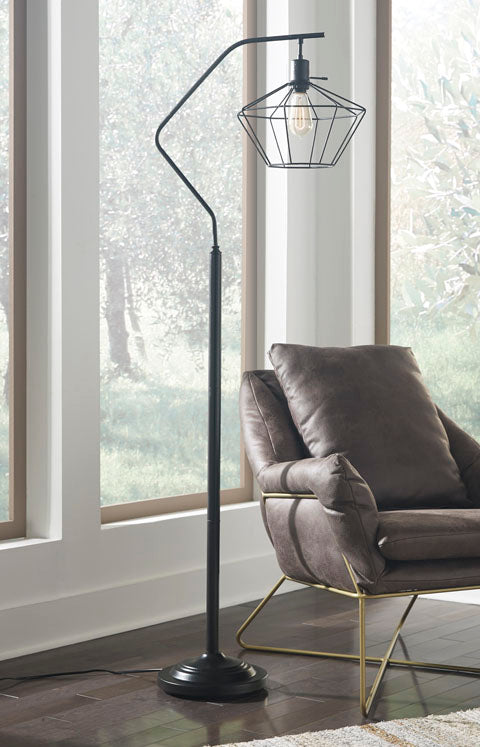 Makeika Black Floor Lamp - Adams Furniture