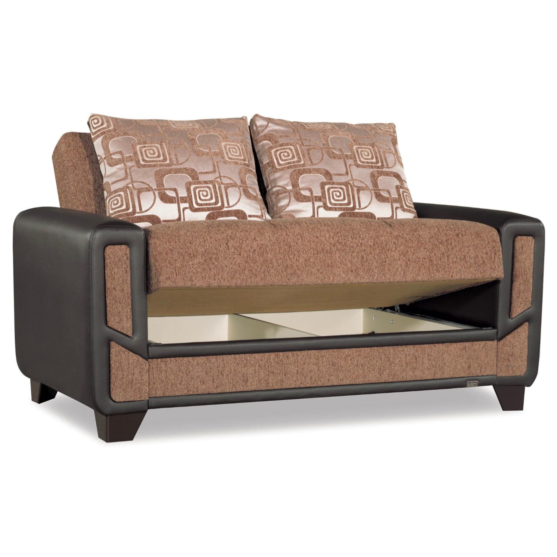 Mondo Brown Convertible Loveseat - Adams Furniture
