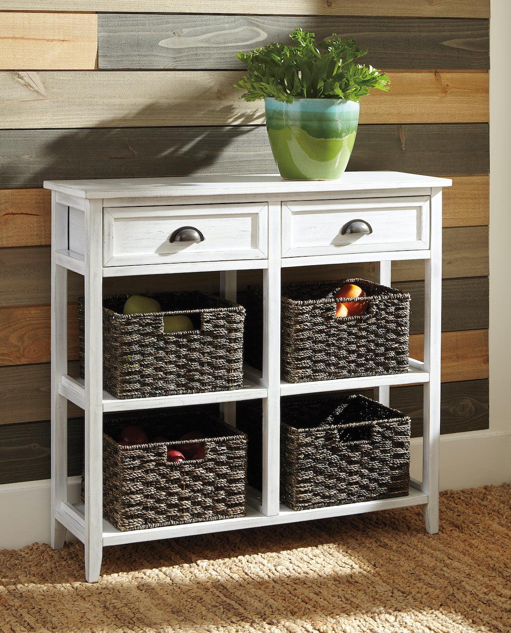 Oslember White Console Sofa Table - Adams Furniture