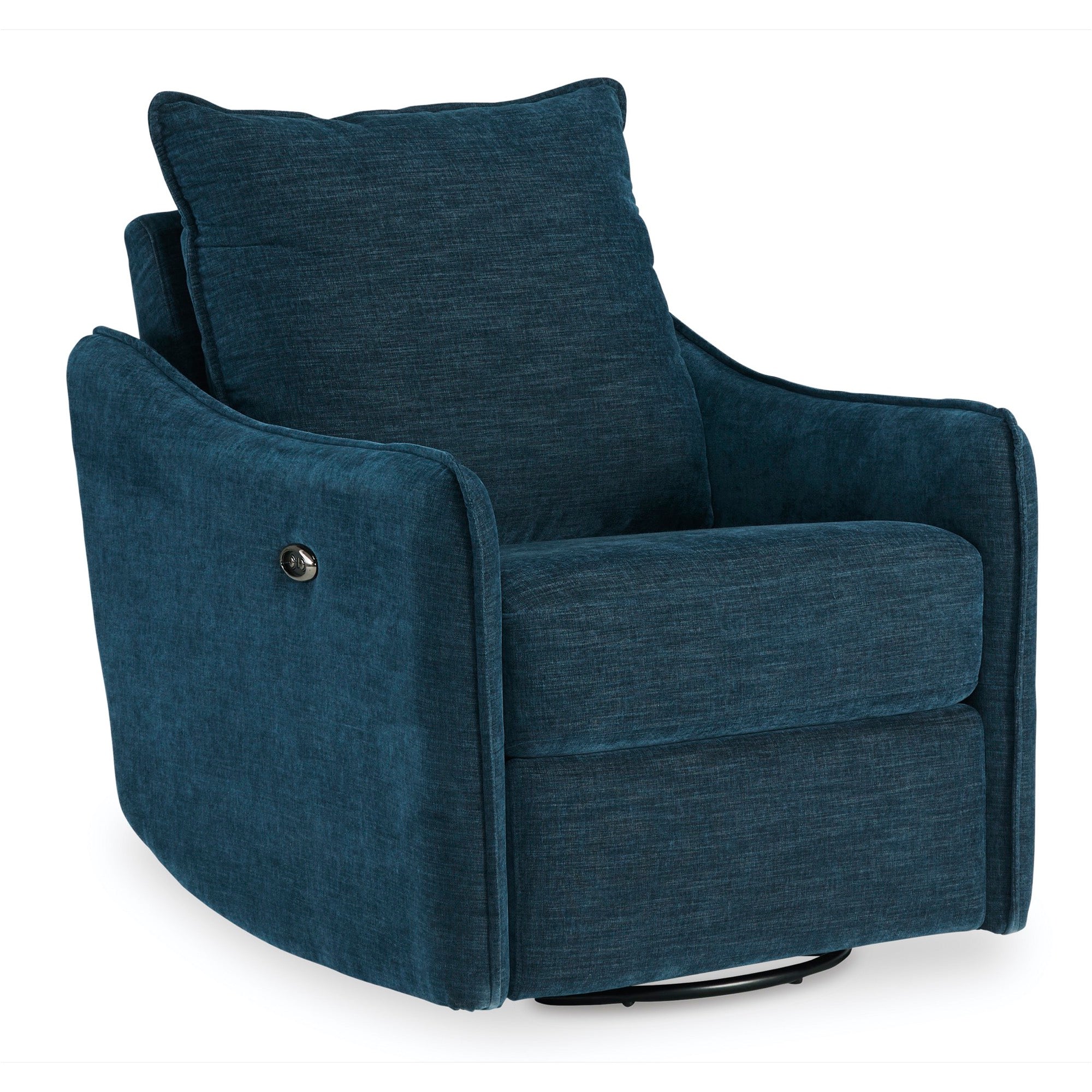 Navy Swivel Power Recliner - Adams Furniture