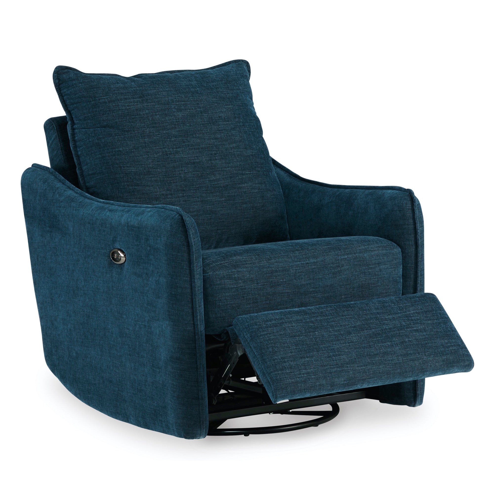 Navy Swivel Power Recliner - Adams Furniture