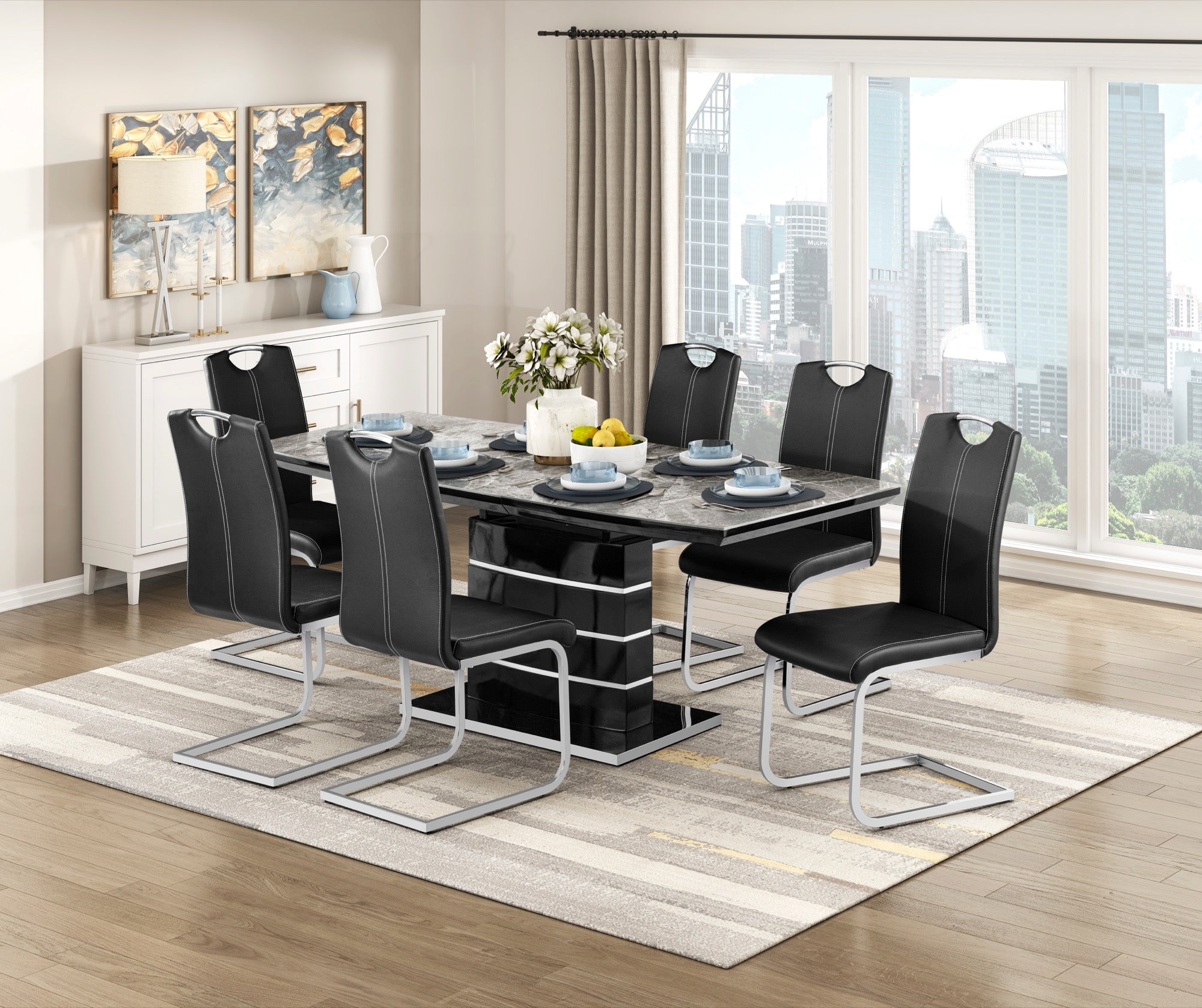 Maddox Black Extension Dining Table - Adams Furniture