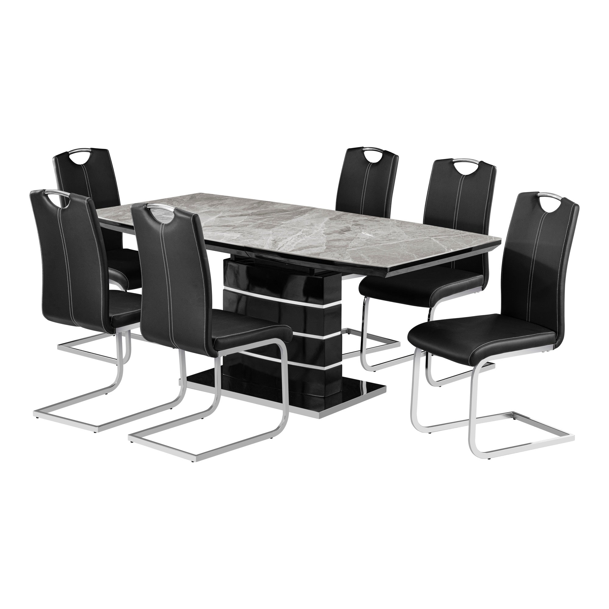 Maddox Black 7 Piece Dining Set - Adams Furniture