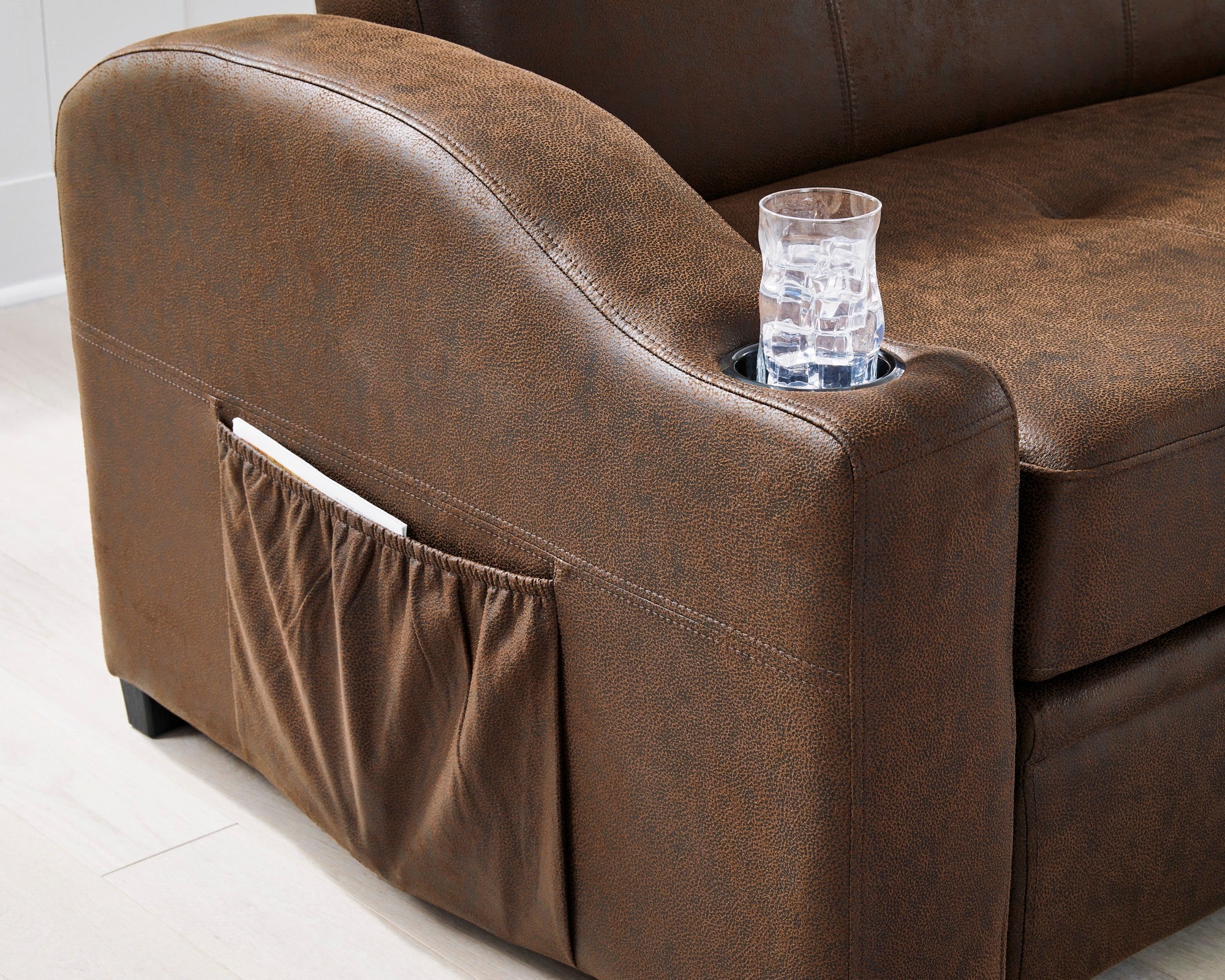 Brown Contemporary Pop Up Sleeper Sofa