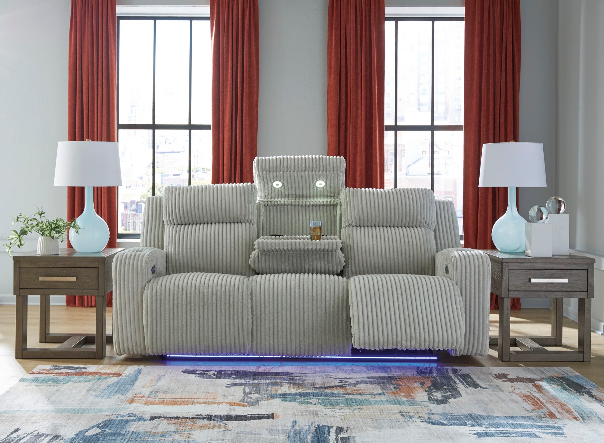 Emmett White Power Reclining Living Room Set - Adams Furniture