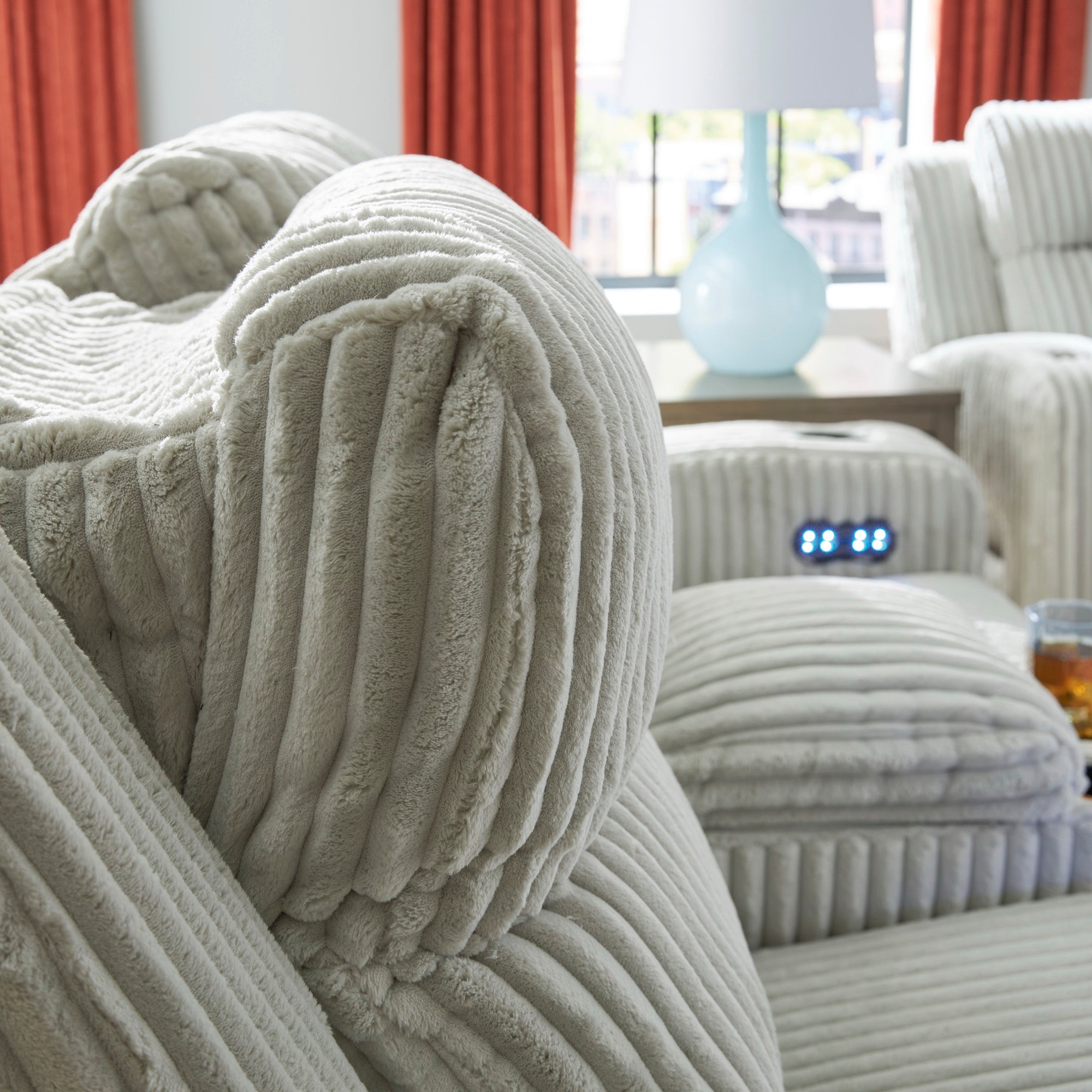 Emmett White Power Reclining Living Room Set