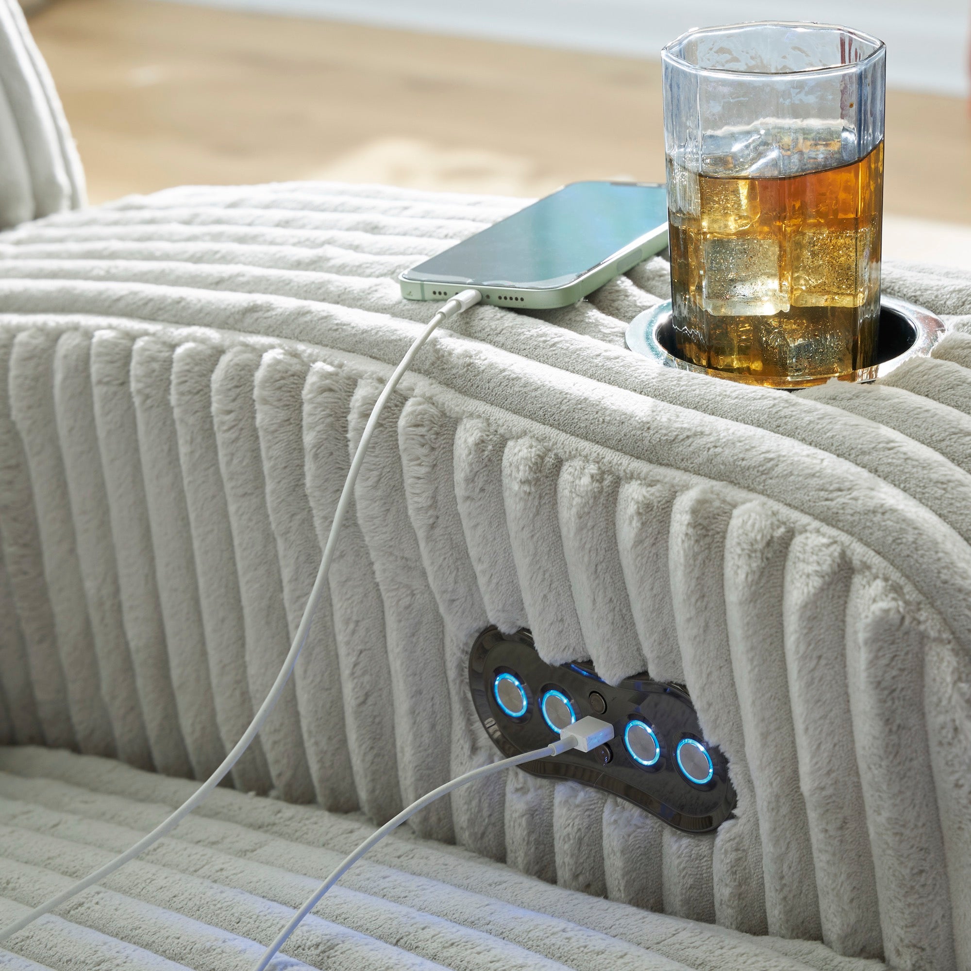 Emmett White Power Reclining Living Room Set