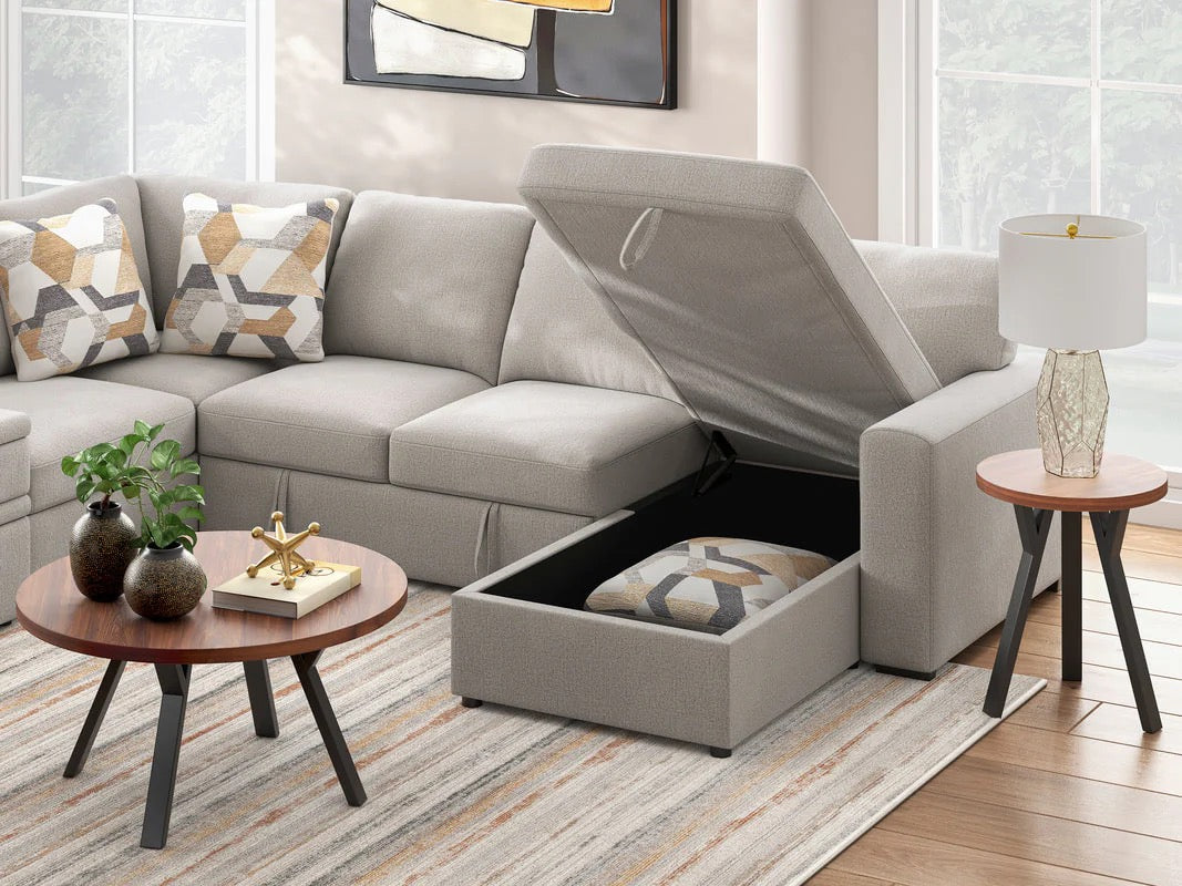 Hunter 5-Piece Sectional with Pop Up Sleeper and Chaise - Adams Furniture