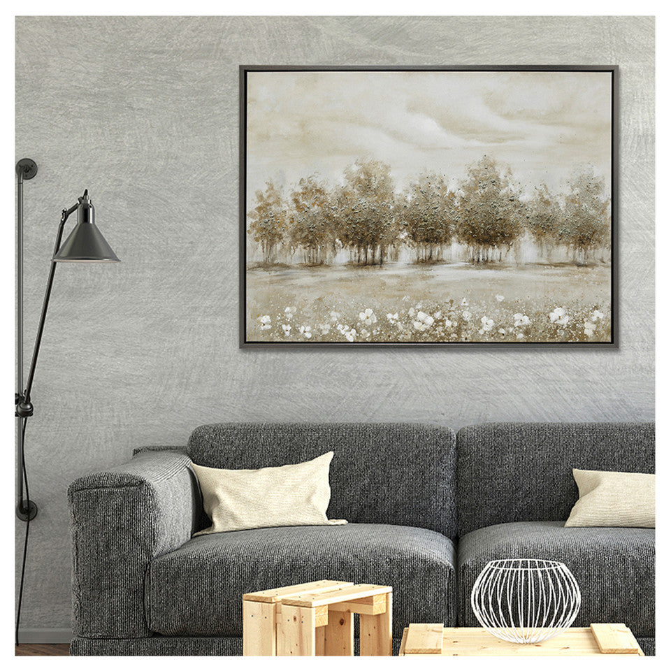 Trees And Flowers Hand Painted Canvas