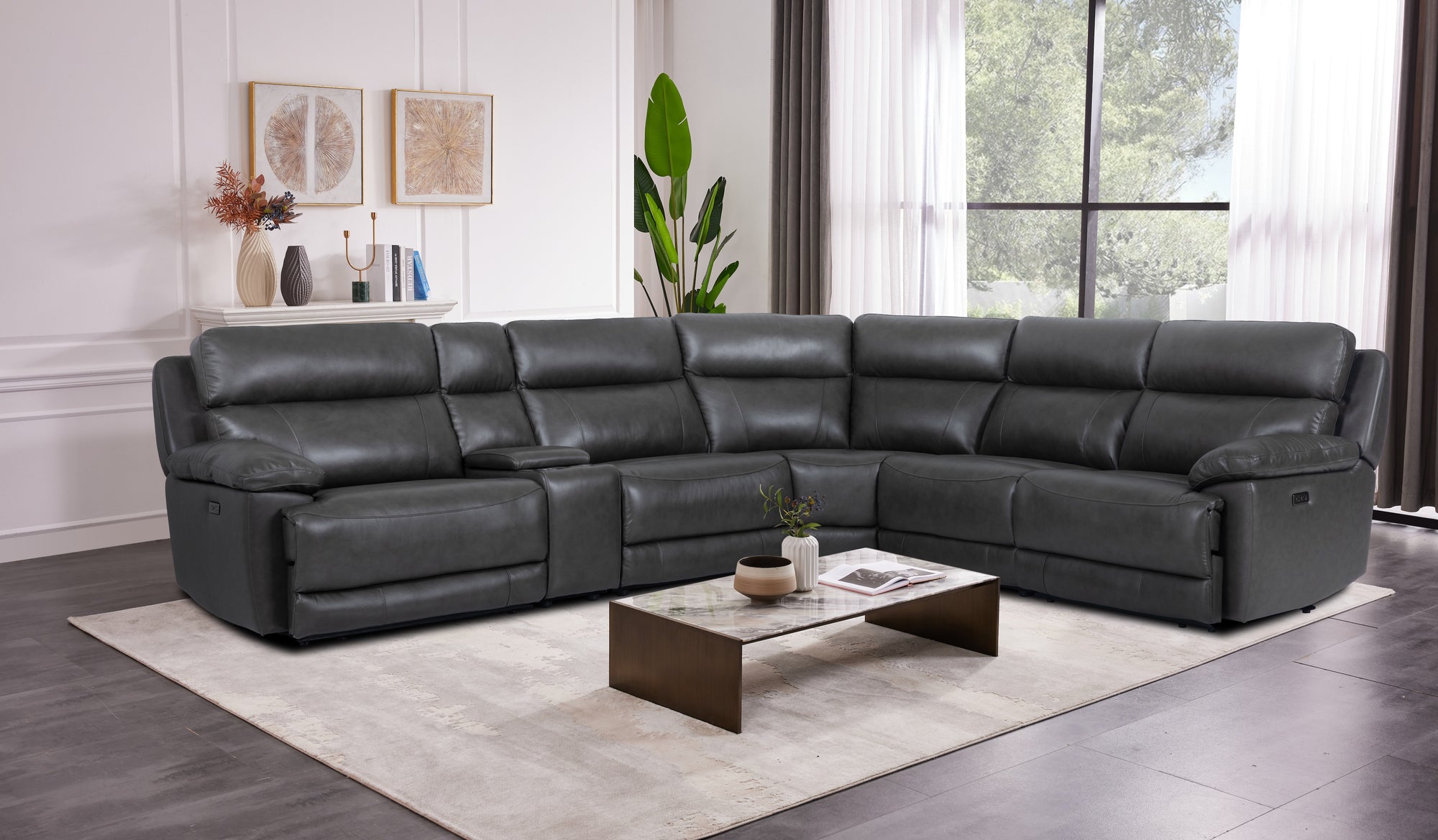 Isaiah 6 Piece Power Reclining Sectional - Adams Furniture
