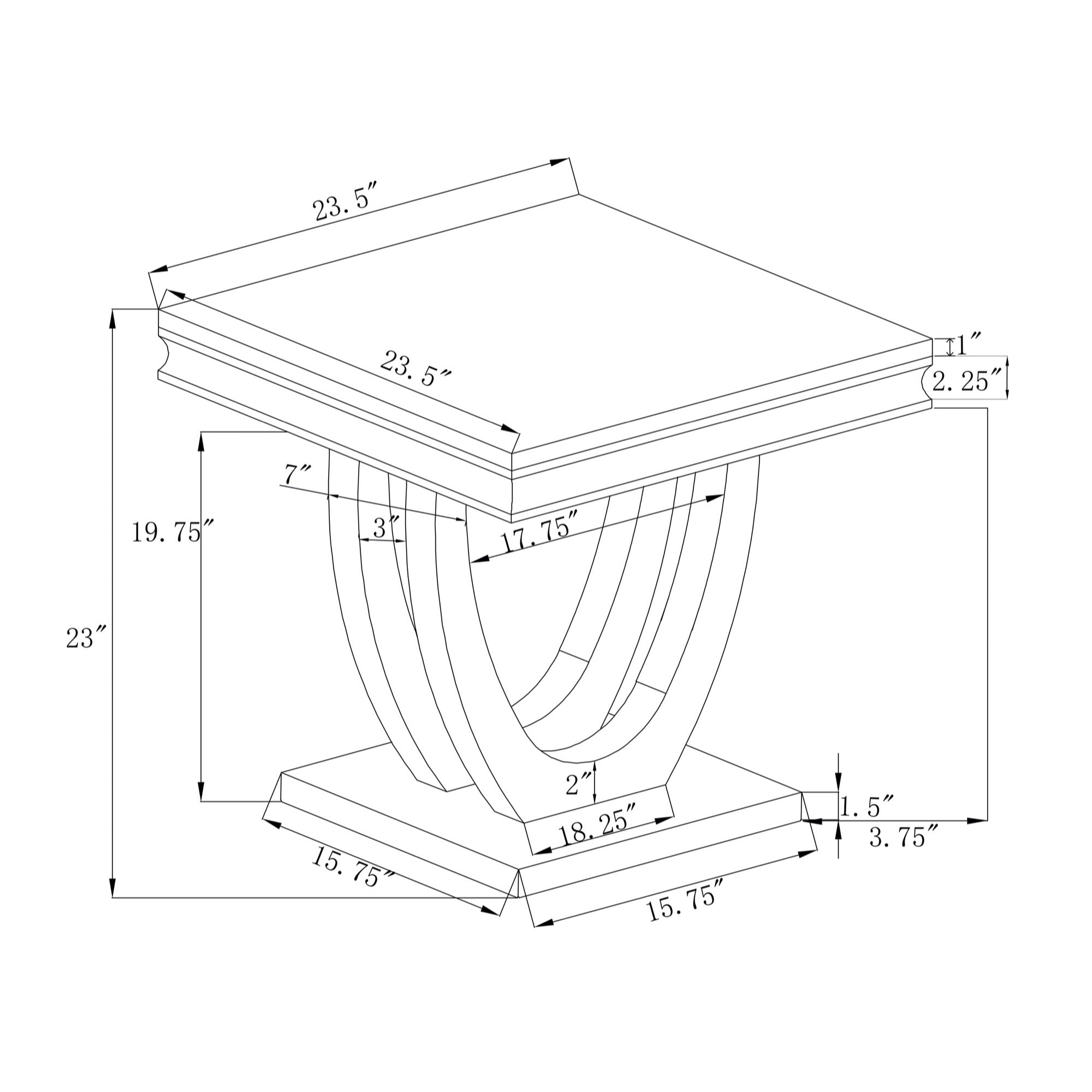 Adabella U-base Square End Table White and Chrome - Adams Furniture