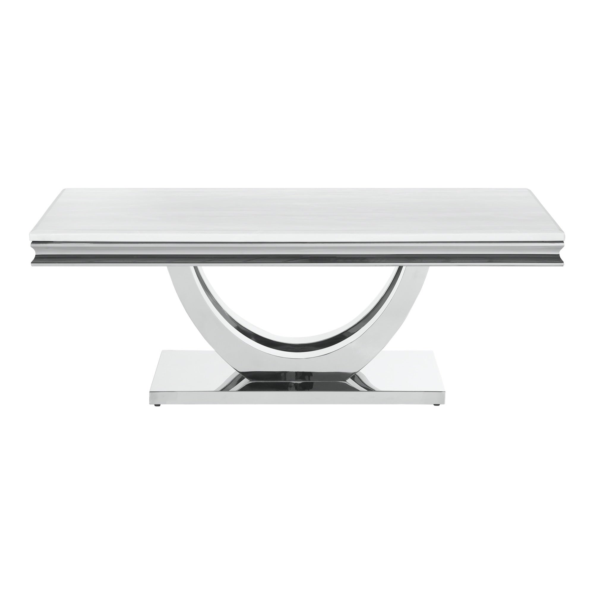 Adabella U-base Rectangle Coffee Table White and Chrome