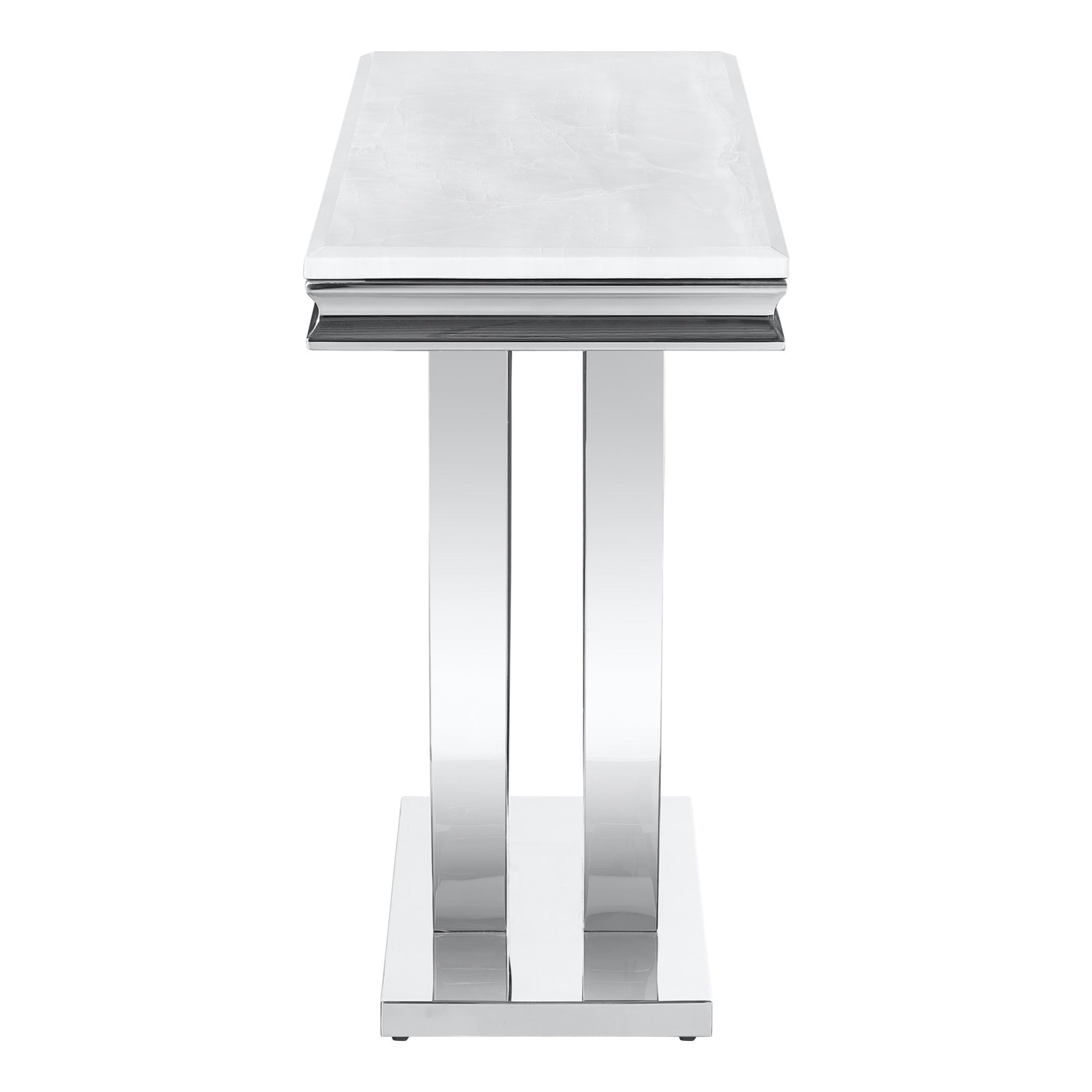 Adabella U-base Rectangle Sofa Table White and Chrome