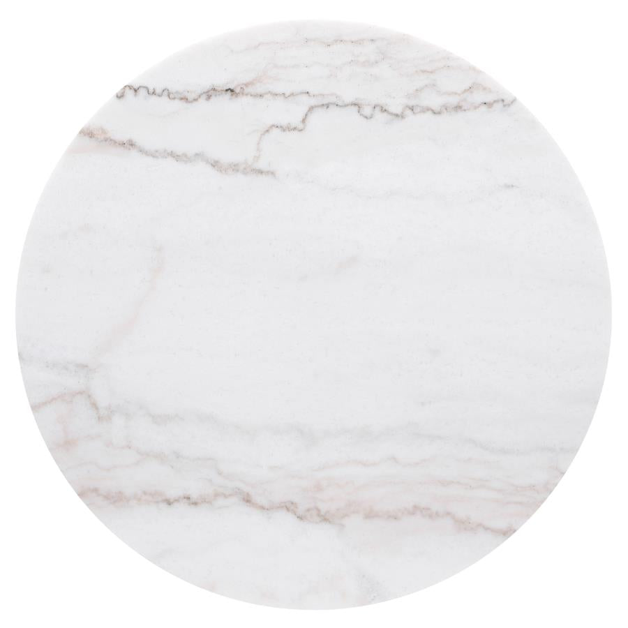 Round Marble Top Side End Table White and Charcoal - Adams Furniture