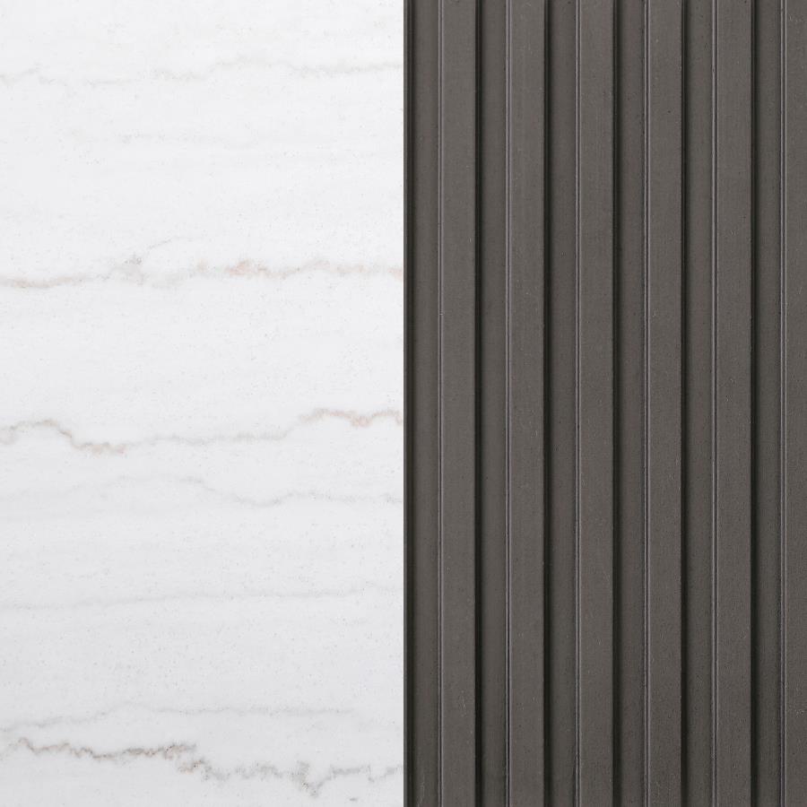 Round Marble Top Coffee Table White and Charcoal - Adams Furniture