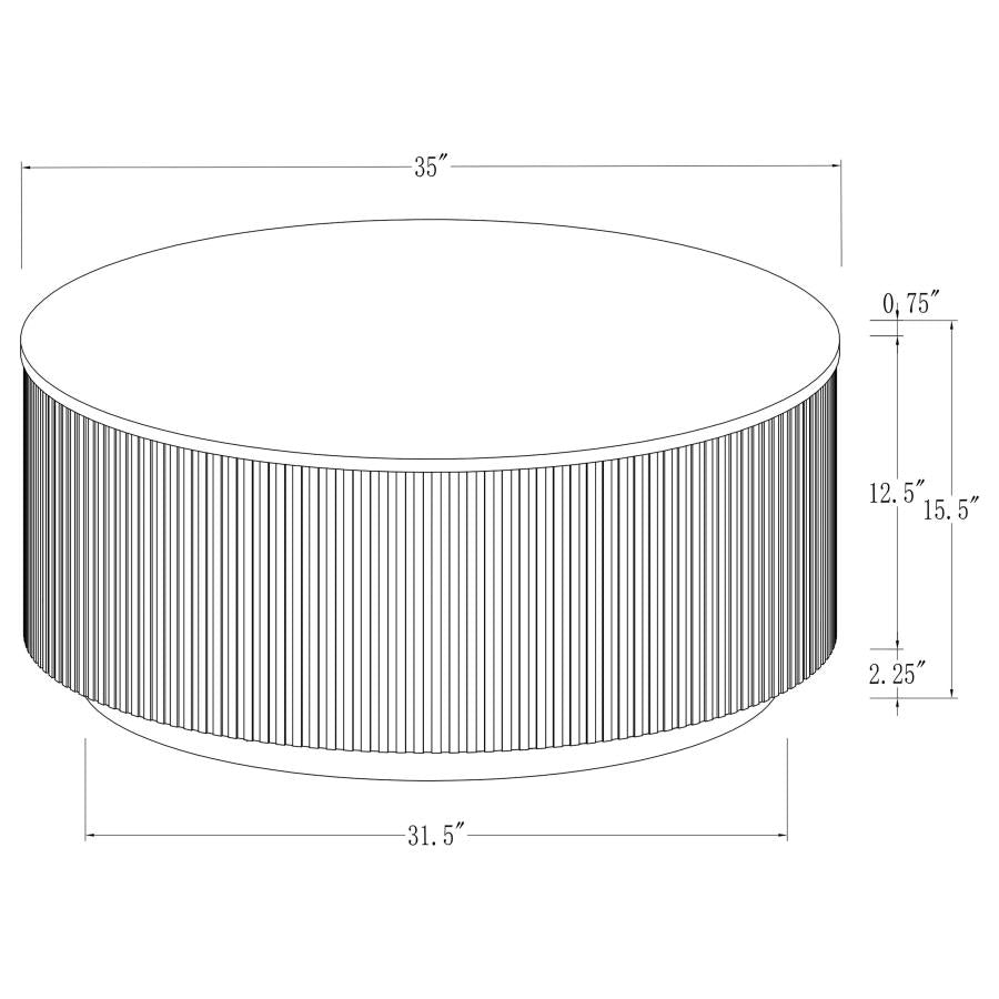Round Marble Top Coffee Table White and Charcoal - Adams Furniture
