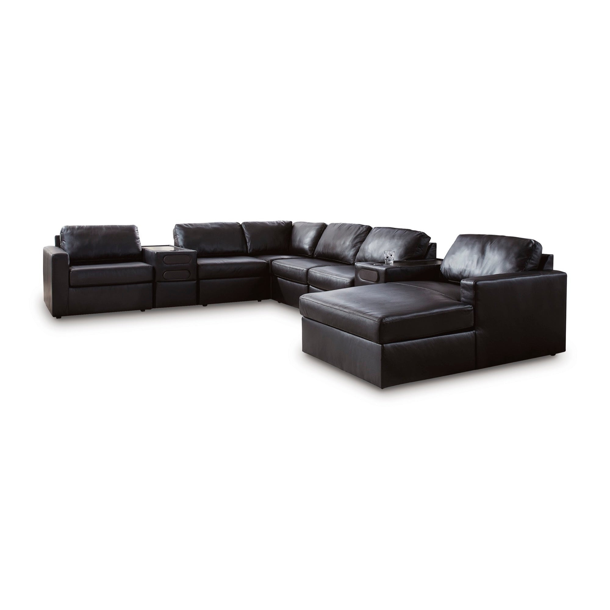 Nolan Black 8-Piece Sectional with Chaise and Audio Consoles