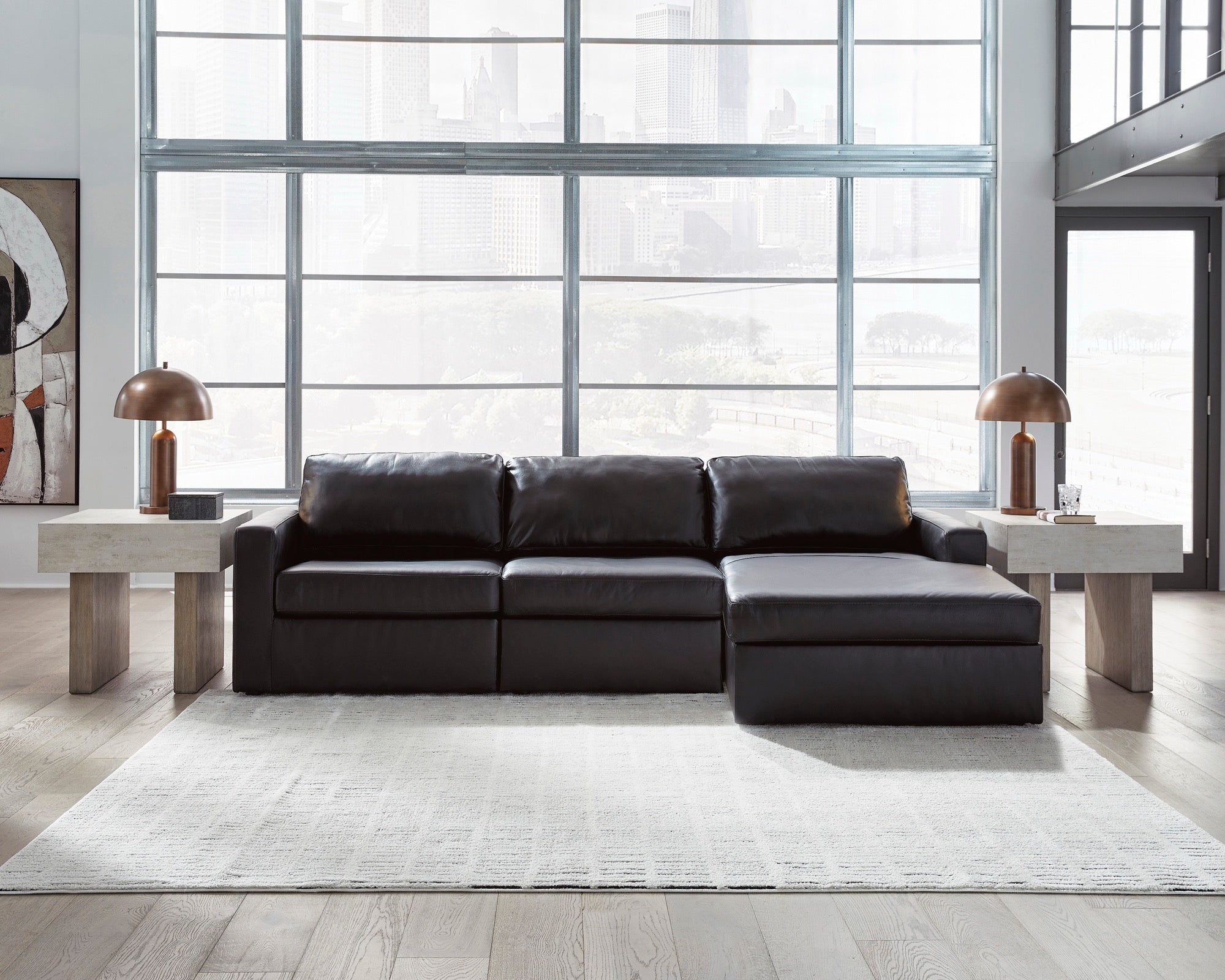 Nolan Black 3-Piece Sectional Sofa Chaise