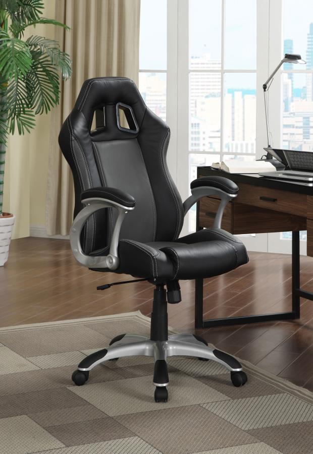Upholstered Adjustable Home Office Desk Chair Black - Adams Furniture