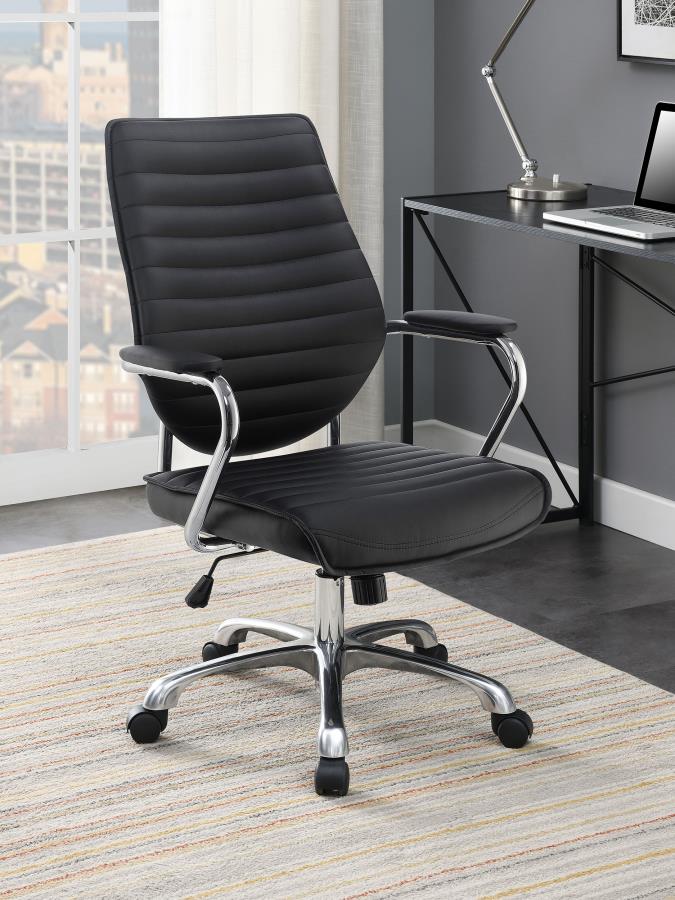 Upholstered Adjustable Home Office Desk Chair Black