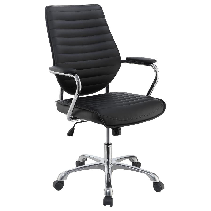 Upholstered Adjustable Home Office Desk Chair Black