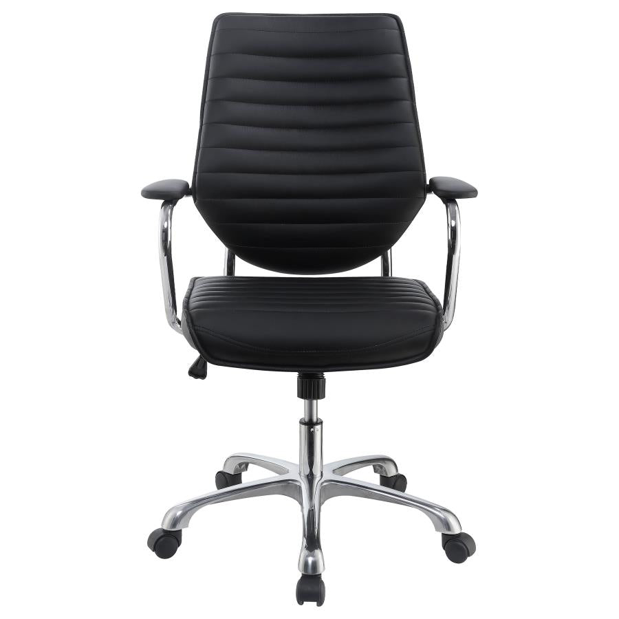 Upholstered Adjustable Home Office Desk Chair Black
