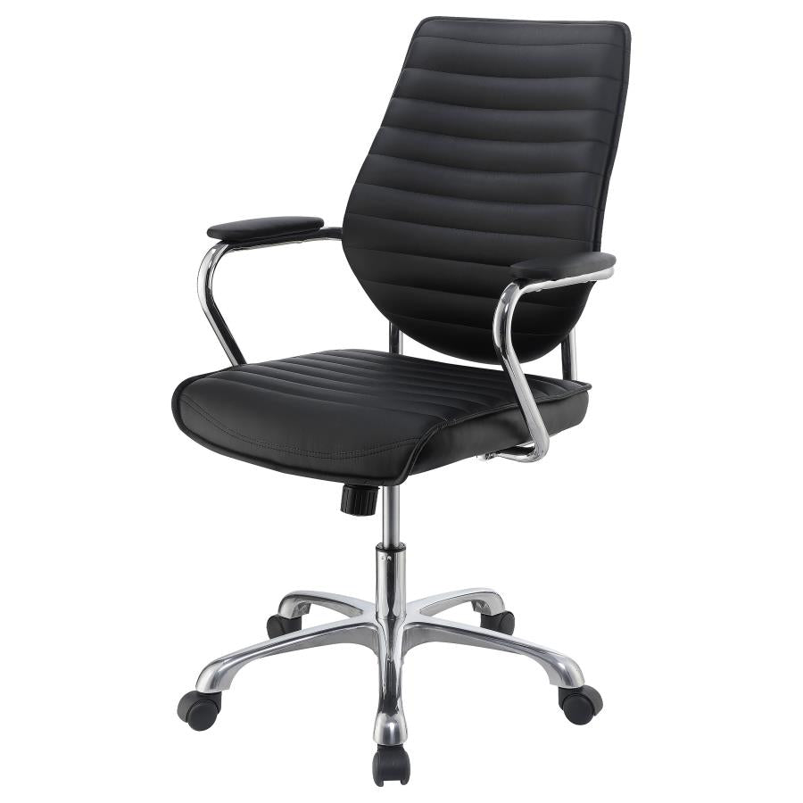 Upholstered Adjustable Home Office Desk Chair Black